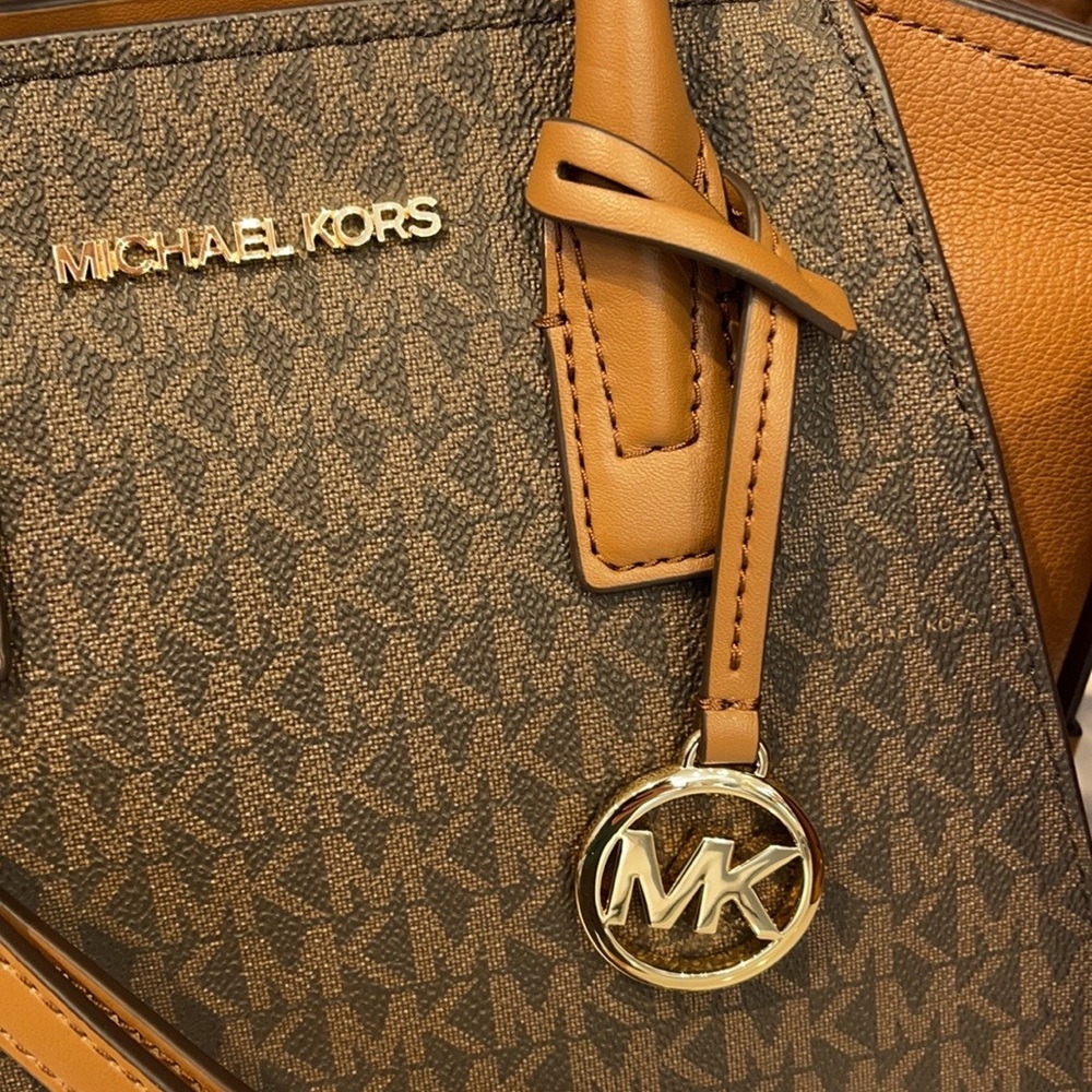 Michael Kors Avril Small Top Zip Satchel Shoulder Bag Color Brown - Picture 12 of 16